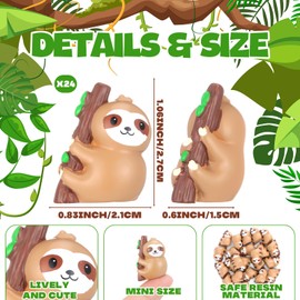 Silipull 24 Pcs Mini Resin Sloth Tiny Resin Sloth Miniature Figures Bulk Little Small Animals Figures for Fairy Micro Garden Landscape Dollhouse Hide Crafts Aquarium Decorations (Brown)