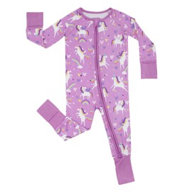 Little Sleepies Zippy Baby & Toddler Pajamas, Sleeper for Boys and Girls, Newborn Sleeper w/ 2-Way Zipper w/Mitten Cuffs, Sienna's Unicorns, 3-6M