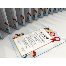 Children's Certificate Paper, 50 Sheets, Modern, for Certificates, DIN A4 190 g/m², High Quality, Letter Paper, Cardboard Paper, Certificate Paper, Blank Certificate, Recognition Paper