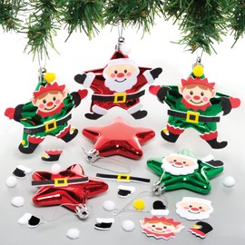 Baker Ross FE976 Christmas Star Decoration Craft Set - Pack of 6, Make Your Own Christmas Decorations, Ball Decorations for Children for Crafts and Hanging