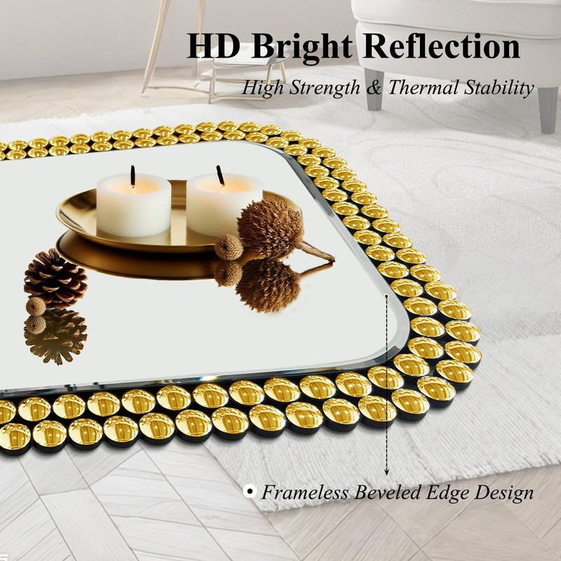 Wall Mount Bathroom Mirror Beaded Framed Baroque Decorative Vanity Mirror