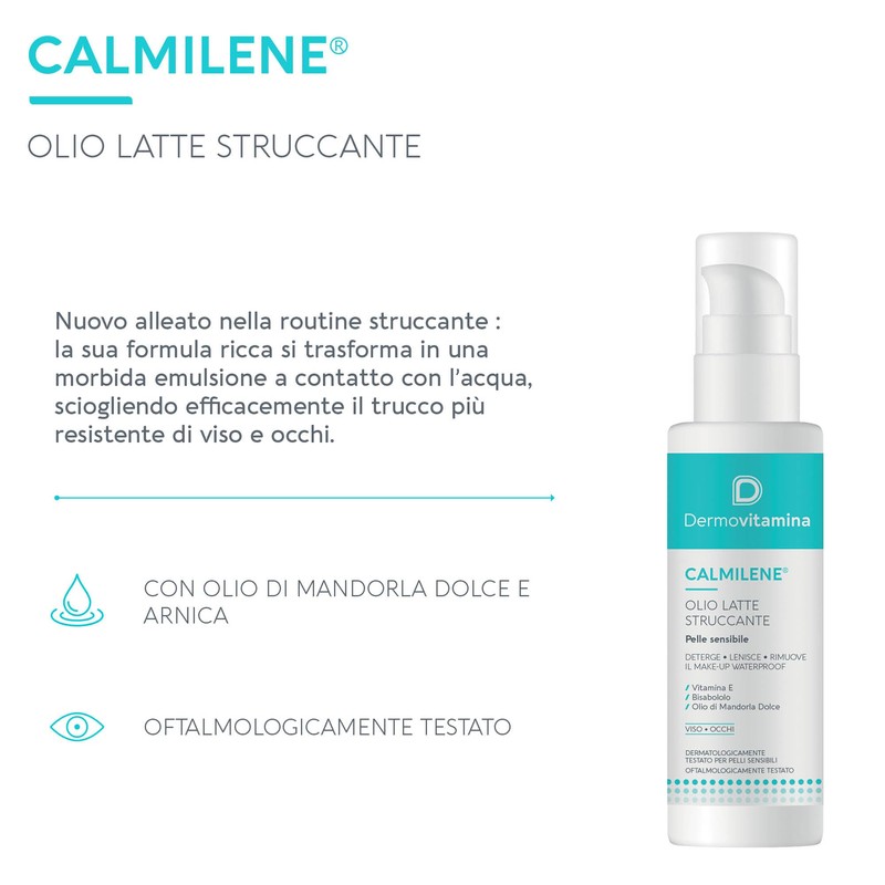 Dermovitamina Calmilene Makeup Remover Waterproof Daily Cleansing Rich Cleansing Milk