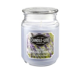 Candle-lite Scented Candles, Fresh Lavender Breeze Fragrance, One 18 oz. Single-Wick Aromatherapy Candle with 110 Hours of Burn Time, Light Purple Color