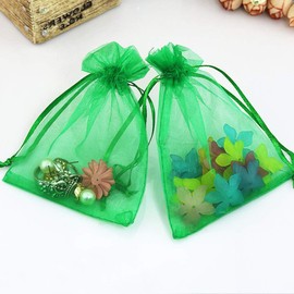100pcs 4x6 inch Gifts Wrap Bags Green, Organza Sheer Fabric Bulk, Drawstring Reusable Recycled Pouch for Baby Shower Favor, Craft Business, Beach, Standard Size Elegant Business Card, Cute Little Toy