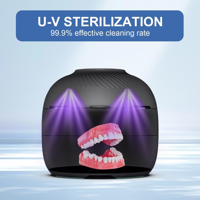 All-in-One Denture & Retainer Case with Soaking, Freshening, Sanitization and