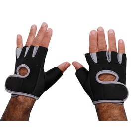 Weight Lifting Gloves with Wrist Support Gym Workout Cycling Training Fitness Sports Gloves Exercise body pump Short finger Padded Firm Grips protection Anti-Slip Men Women kids (Large, Grey/Black)