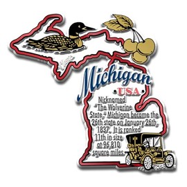 Michigan Information State Magnet by Classic Magnets, 3.3" x 3.1", Collectible Souvenirs Made in The USA