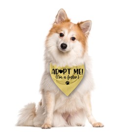 Adopt Me I'm a Foster Dog Bandana, Adopted Puppy Bandana Baby Dog Announcement Tie on Scarf, Yellow Dogs Bandanas, Pet Scarf Accessories for Small Medium Dogs Cats Photo Prop