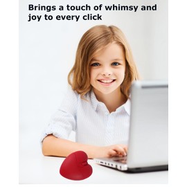 Wireless Bluetooth Mouse Cute Red Love Heart Shape Silent Portable Lightweight Quiet USB Optical Cordless Dual Mode Mice for PC Laptop Computer Tablet Mac MacBook Pro Desktop Kids Girls Women Gift