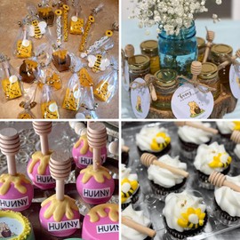 HANSGO 20PCS Wooden Honey Dipper Sticks, 3 Inch Honeycomb, Mini Honey Spoon Wand for Jar and Dispenser, Top off Cupcake, Themed Baby Shower, Bridal Party Favors