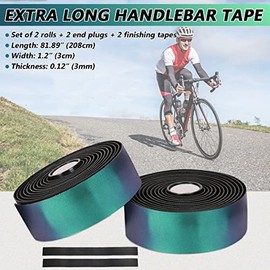 Cinta para Manillar de Bicicleta de Carretera, Cinta de Barra de Bicicleta, Cuero PU + EVA, Envoltorio de Agarre de Manillar de Ciclismo Verde Aurora Degradado - 2 Rollos