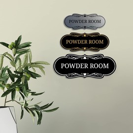 Signs ByLITA Designer Powder Room Sign (Brushed Gold) - Large