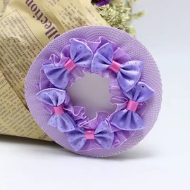 AsggBah 5Pieces Colored Hair Nets with Flower Edge Hair Elastic Band Bun Cover for Ballet Dancer Skating Gymnastics Hair Accessories for Girls.