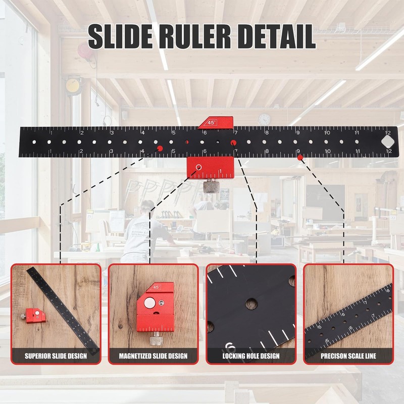 Multifunctional Marking Gauge - Stop Ruler Scribing Tool, Metal Carpenter's