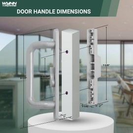 Handle Set for Sliding Glass Patio Doors | Replacement for Patio Sliding Glass Screen Door Repair, Right-Handed Orientation, No Mortise Lock | Fix Sliding Door Handle Set | Offset Latch Handle (Grey)