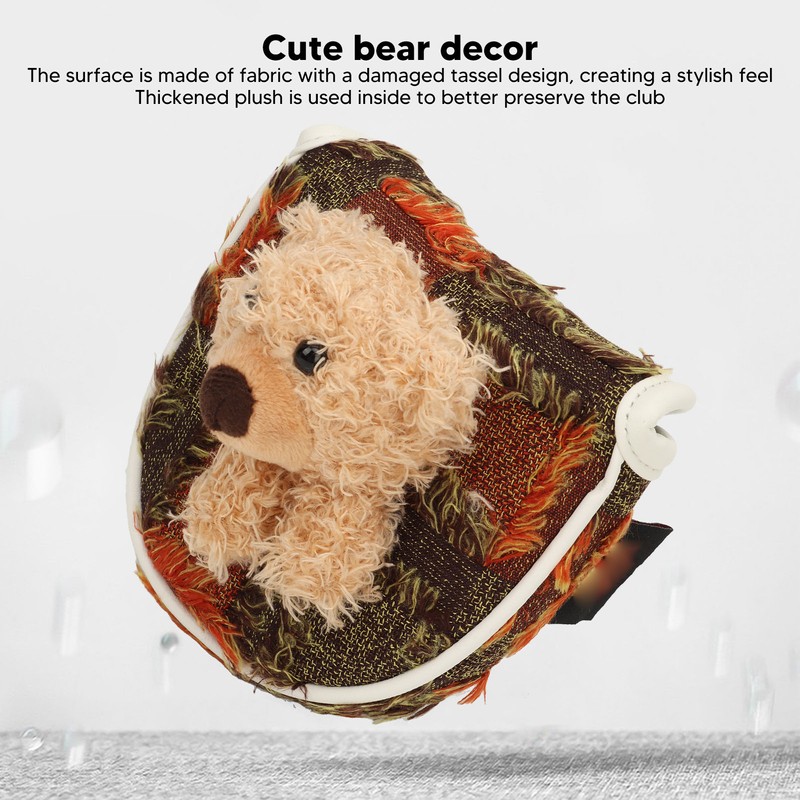 Golf Club Head Cover Half Round Adorable Bear Decor Magnetic