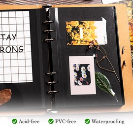 Yeahjiae Scrapbook Album for 4x6 Pictures – Blue Small Photo Book with 30 Black Self-Stick Pages – DIY Memory Book for Wedding, Travel, Concert, Currency, Souvenirs, Crafts