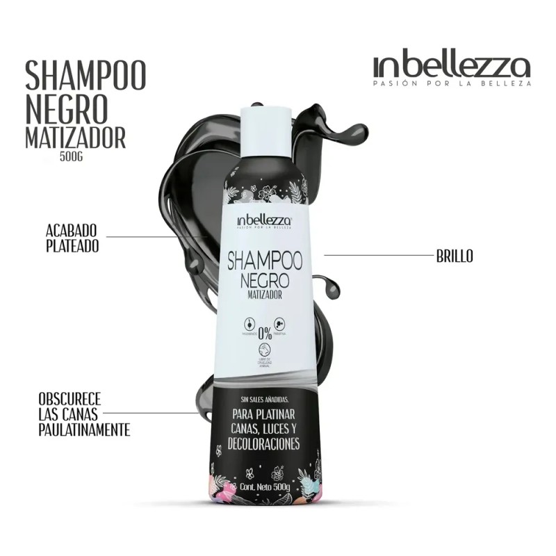 Inbellezza Shampoo Matizador Negro 500 Gr