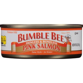 Bumble Bee Skinless & Boneless Canned Pink Salmon in Water, 5 oz Cans (Pack of 12) - Premium Wild Caught Salmon for Sandwiches & Recipes - 20g Protein per Serving - Gluten Free, Kosher, MSC Certified