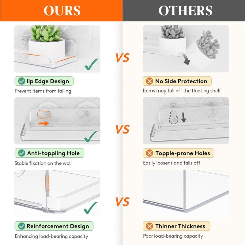 Lifewit 15" Acrylic Window Plant Shelves, 2-Pack Suction Cup Shelf