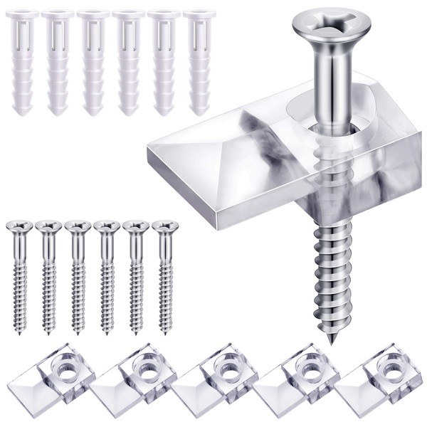 20 Pack Mirror Holder Clips Glass Retainer Clips Kit Mirror Hanging Kit Mirror Hanging Hardware with Screw and for Fixing Mirror Cabinet Door (Classic Style)