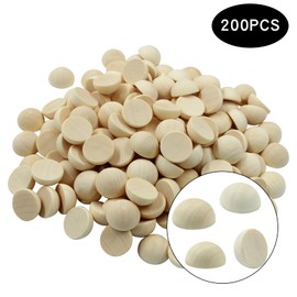Hitefu 200pcs Mini Half Wooden Beads, Unfinished Round Split Half Wood Balls Bulk for Craft Paint DIY Christmas Ornament Projects, 1/2 Inch Natural Wood Color Half Sphere Ornaments (12mm)