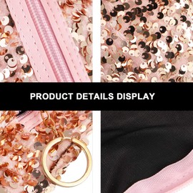 VALICLUD Sequin Cosmetic Bag Portable Glitter Makeup Zipper Bag Toiletry Bag Sequin Organizer Bag for Women Girls Travel Daily Use (Pink)