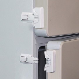 2Pack Fridge Locks for Kids, Child Proof Refrigerator Door Locks for Toddler and Baby Safety, Freezer Locks for Kids with Sticky Adhesive for RV Refrigerator, No Tools Required Childproof Locks