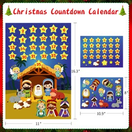 SICOHOME Christmas Countdown Advent Calendar Christmas Advent Calendar 2023,25 Days Countdown Calendar with 42pcs Detachable Ornaments for Kid Toddler Classroom Wall Hanging Decor Christmas Decoration