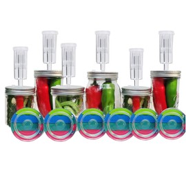 6 Set Fermentation Kit for Wide Mouth Mason Jar, 6 Stainless Steel Fermenting Lids with 6 Airlocks and 6 glass weight (Jars Not Included)