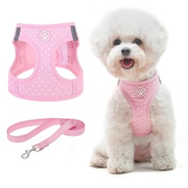 BINGPET BB5004 Polka Dot Soft Vest Dog Puppy Pet Harness Adjustable - Pink