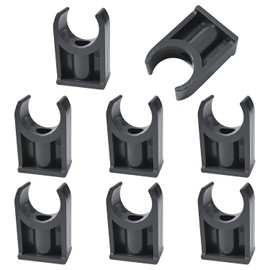 8 Pcs UPVC Pipe Clips, Water Tube Clamp for TV Trays Tubing Hose Hanger Support Tubing Black Fixing Bracket (25mm)