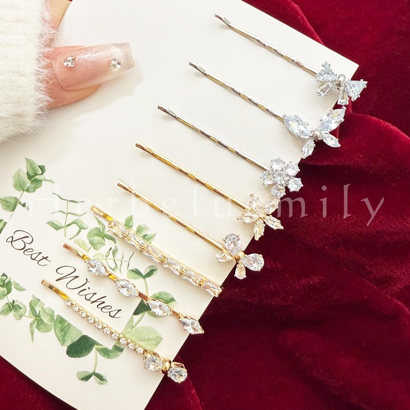 Herbeluemily HM-0177-R03-SVBF Bijou Hair Clip, Bangs Pin, Hair Clip, Bijou