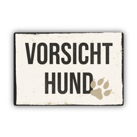 Vorsicht Hund Vintage Sign 20 x 30 cm Made of Sturdy Hard Foam Board in 3 mm Thickness with UV Protection and Weather-Resistant