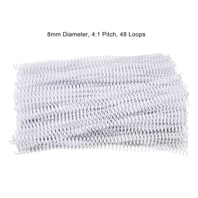 100PCS Spiral Binding Coils 48 Loops 4:1 Pitch A4 Paper