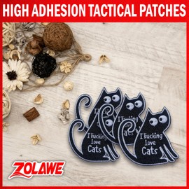 ZOLAWE - Parche de bordado con diseño de gatos con texto "I F*cking Love Cats - Parche de bordado para ropa, mochilas, sombreros, jeans, lindos parches bordados de gatos, parches negros para gatos
