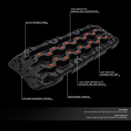 DNA Motoring PT-ZTL-9054 2Pcs Sand Snow Mud Off-Road Anti-Skid Recovery Track Rescue Boards,Black