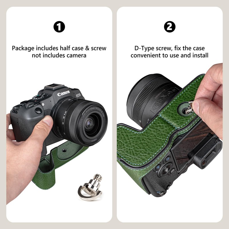 MUZIRI KINOKOO Canon EOS R8 Case, Retro Style Genuine Leather