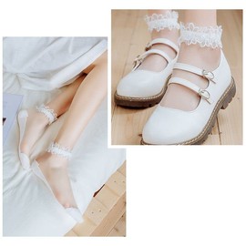 Plus Nao Crew Socks, Sheer, See-Through Socks, Sheer, Women's, Women's, Fashion Accessories, Lace, Cute, lightyellow