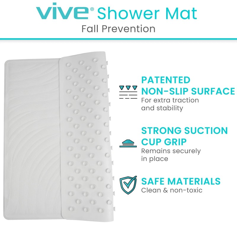 Vive Shower Mat - 22" By 22" Square Non Slip