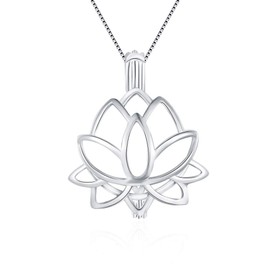 LGSY Lotus Big Edison Cage Pendants for Pearl Jewelry Making Sterling Silver
