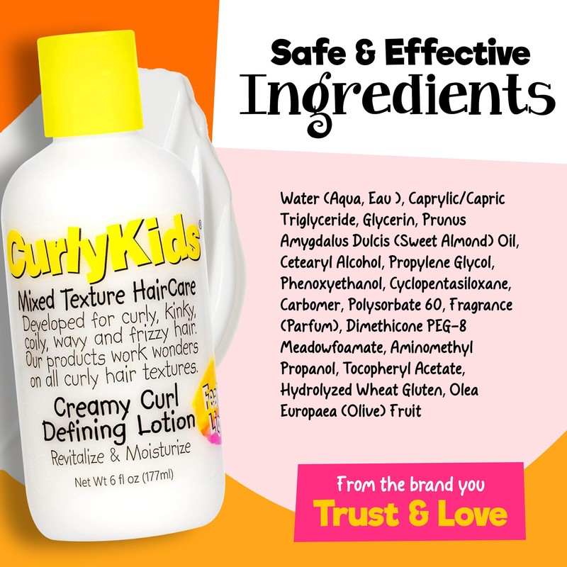 CurlyKids Curl Defining Lotion – Lightweight Creamy Hair Lotion for
