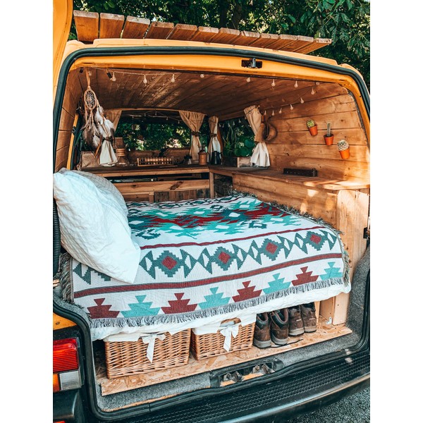 Peel Forest El Paso Blanket, Multi Cover, Mexican Rug, Native Pattern, Ortega Pattern, Camping Plug, Saddle Blanket, Sleeping Mat in Car, Outdoor Vanlife, 51.2 x 63.0 inches (130 x 160 cm)