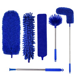 Tiumso Dusters for Cleaning,Microfiber Feather Duster 5-in-1 Kit, Duster with Extension Pole 100 Inches, Cobweb Duster, Microfiber Dusters for High Ceilings and Fans, Blinds and Cars