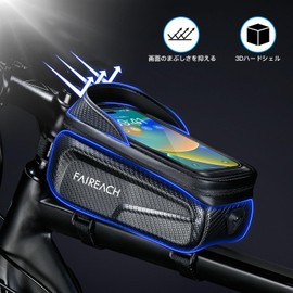 Faireach Bicycle Bag Waterproof Top Tube Bag Bicycle Smartphone Holder 3D EVA Phone Holder Frame Bag with Sensitive TPU Touch Screen and Sun Visor for 6.8 Inch Smartphone