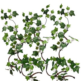 Artificial Rattan Tree Vines with Creeper Leaves Climbing Ivy Branches Grapevines UV Resistant Greenery Garland for Home Garden Landscape wall Hanging Climber Habitat Decor 43” (Green - Pack 4)