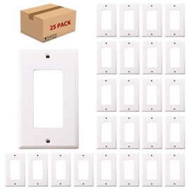 25 Pack North America Style Plastic wallplate, 1 Gang Wall Switch/Outlet Cover/wallplate/Wall Cover, White, Residential, UL/cUL Listed