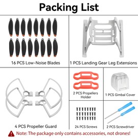 Craznick Mini 4K/Mini 2 SE/Mini SE Propellers: with Propeller Guard Landing Gear Leg Extension Propellers Holder Gimbal Cover Total 24 Pcs for DJI Mini 2 Series Drone Accessories Set