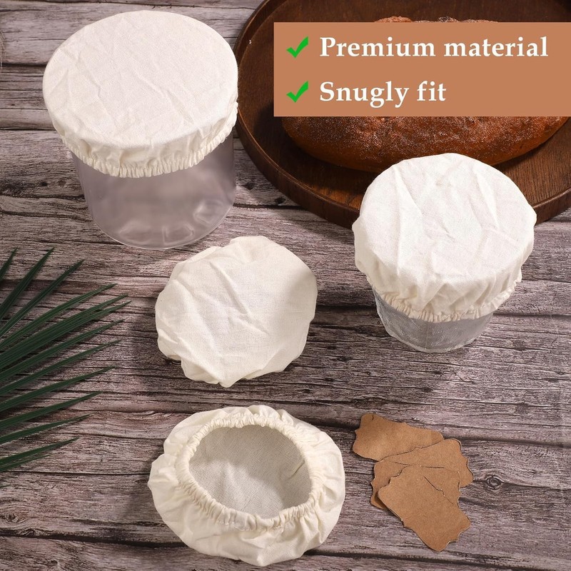 5 Pack Saurdough Starter Glasses Covers, Reusable Fabric Bowl Covers,