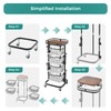 Ocyfym 4 Tier Kitchen Vegetable Storage Cart Fruit Basket with
